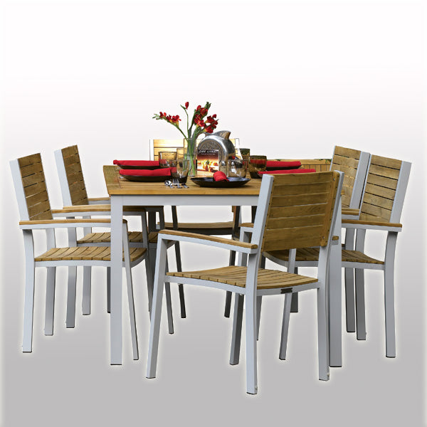 Outdoor Wood & Steel - Dining Set - Ash