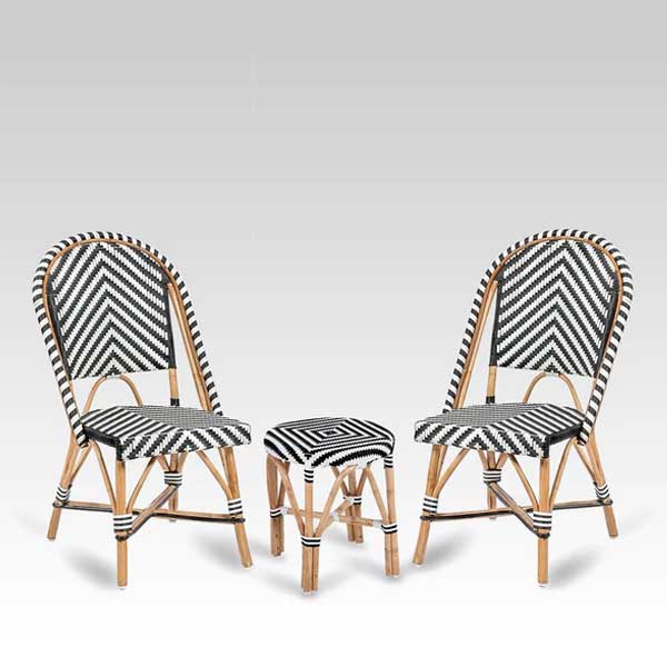 Classic French Bistro Cane & Wicker Furniture Coffee Set - Tonga Prime