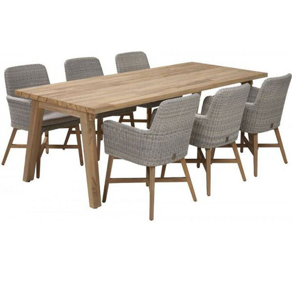 Outdoor Wood & Wicker - Dining Set - Jatoba