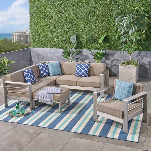 Outdoor Wood & Aluminum _ Sofa Set - Azerba